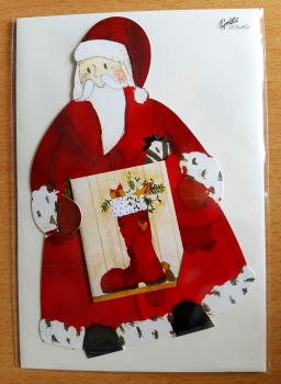 Weihnachtskarte Weihnachtsmann mit Kärtchen
