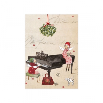 Weihnachts-Postkarte mit Klavierflügel